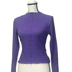 Circus NY by Sam Edelman Narisa Exposed Seam Long Sleeve Top, Passion Flower, Sz